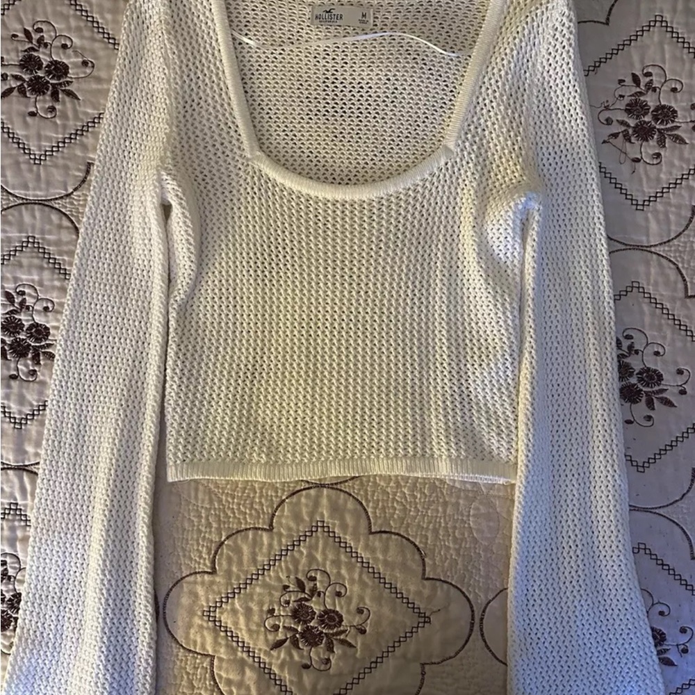White Knit Long Sleeve Top